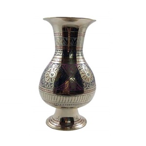 Vase à fleurs en laiton de haute qualité avec gravure multicolore et peinture blanche or fini pour Vase à fleurs décoratif de Table - Product Image 2