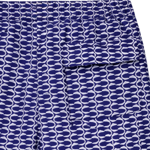 Shorts de bain recyclés pour hommes, motif écailles de poisson bleues, séchage rapide, avec taille élastique et poches à cordon - Product Image 4