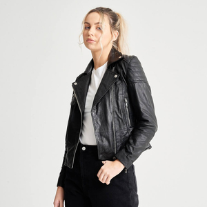 High Street Style Premium Quality Women's Zipper Stand Collar Racer Jacket Patrón de letras de moda Invierno al aire libre Servicio OEM - Product Image 3