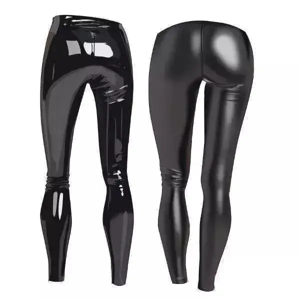 Damen High Waisted Stretch Kunstleder hose PU Coated Legging Juniors Custom ize Design Knöpfe Damen hosen