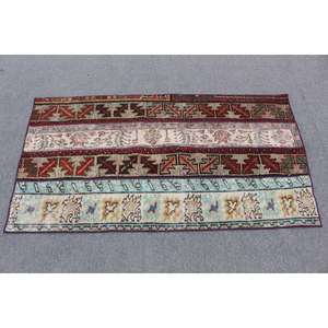 Alfombra Pequeña Vintage de 2.8x5.1 pies, Alfombra de Lana Turca con Estampado Animal Rojo - Product Image 2