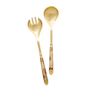 Ensemble de cuillère et de fourchette à salade en métal argenté au design élégant avec poignée en corde pour table à manger, ensembles de serveurs à salade - Product Image 3