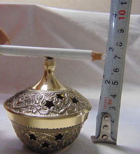 เตาเผาถ่านไม้ทองเหลืองขัดเงาลายนูนเครื่องหอม - Product Image 6