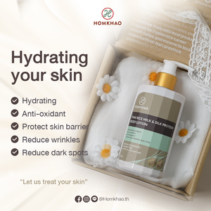 HOMKHAO Lait de Riz Thaïlandais Protéine de Soie Lotion Corporelle Hydratante Blanchissante 250G Ingrédients Naturels Sans Paraben Artificielle - Product Image 5