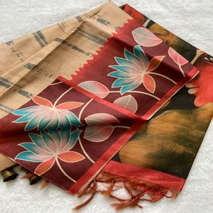 Sari en soie Tussar douce VASTRA COTTAGE avec un magnifique imprimé, blouse imprimée à la ligne Zari, style ethnique traditionnel, nouveau style de vêtement - Product Image 2