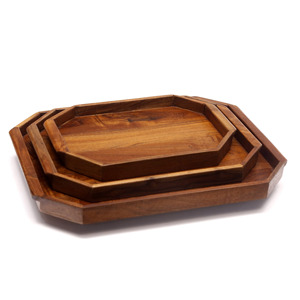 Alimentaire traiteur & présentoir ensemble de plateaux rectangulaires en bois dur repas buffet traiteur plateaux en bois prix le plus bas - Product Image 5