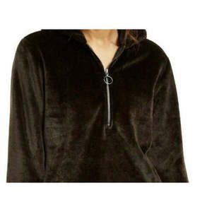 Sweat-shirt court à capuche en fausse fourrure respirant pour femme Ideology, motif, taille XS, noir - Product Image 2