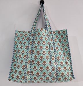 Fourre-tout matelassé fait à la main sac à bandoulière indien bloc impression marché sac Logo motif Shopping fourre-tout-pour cadeau - Product Image 1