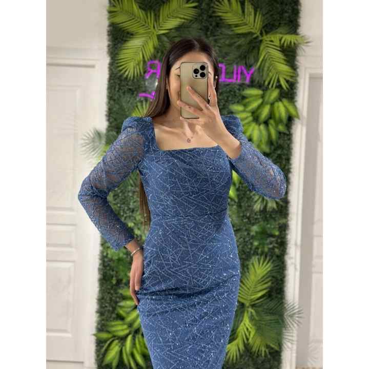 Long Sleeve Square Collar Lurex Fabric Fishtail New Season Evening Dress DS1469 1469