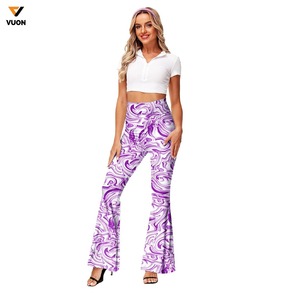 Vente en gros Pantalons et pantalons évasés à sublimation pour femmes Pantalons de survêtement à jambe droite, respirants, doux et larges à vendre - Product Image 4