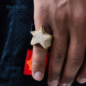 Venta caliente Hip Hop joyería fina Passd diamante probador 925 plata esterlina Iced Out VVS Moissanite Cluster Star anillo para hombres - Product Image 1