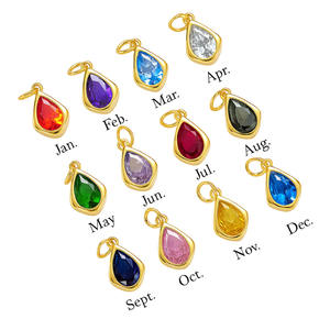 <b>Blue</b> <b>Topaz</b> Birthstone Charm Gold Plated Teardrop Crystal Pendant for Necklace Handmade Charm Pendant & <b>Bracelet</b> Jewelry Making - Product Image 4