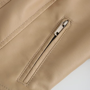 Chaqueta de Invierno para Mujer Esprit, Nuevo Diseño, en Cuero de Oveja Auténtico, Cuello Alto con Cremallera, Forro de Viscosa Transpirable, Venta al Por Mayor OEM - Product Image 4