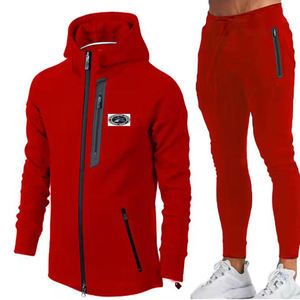 Men's Winter Cotton Fleece Hooded 2-Piece Breathable Eco-Friendly Tracksuit Set - Product Image 1