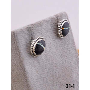 Boucles d'oreilles pendantes en argent sterling avec turquoise noire artisanale du sud-ouest, serties de pierres en or rose, design élégant et tendance - Product Image 3