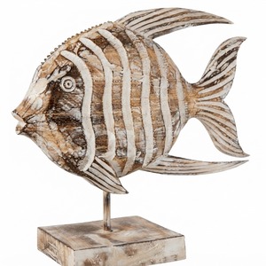 Escultura de Pez de Madera Hecha a Mano, Estilo Costero, Soporte Decorativo, Exhibición de Arte para Sala de Estar - Product Image 1