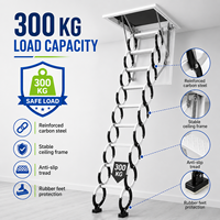 Échelle de grenier manuelle pliable 300 kg en acier au carbone, escabeau escamotable pour accès au plafond
