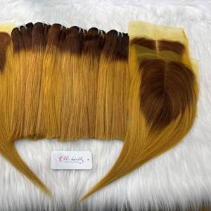 EXTENSIONS DE CHEVEUX HUMAINS VIETNAMIENS DROITES SUPER DOUBLE BUNDLES FERMETURE FRONTALE DONATEUR PREMIER JAUNE EN GROS - Product Image 3