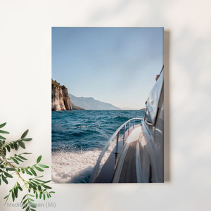 Mediterranean Lively Yacht Discover Luxury Modern Canvas Print con marco de madera - Product Image 2