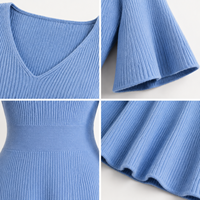 Dame Nouvelle Mode Conception dame 100% pur cachemire flare manches longues sans couture élégant pull robe
