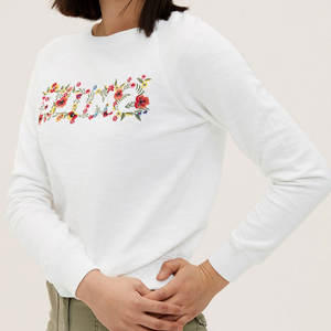 Sudadera Premium para Mujer con Cuello Redondo y Estampado de Logotipo, Lavado Ácido, Mezcla de Poliéster/Algodón, Estilo Casual Holgado - Product Image 6