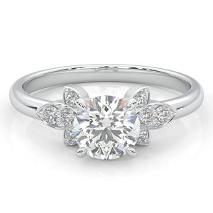 Anillo de Compromiso con Diamante Cultivado en Laboratorio de Corte Redondo, Anillo de Boda de Oro Rosa y Plata para Mujer - Product Image 1