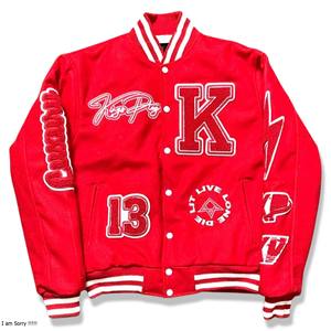 Chaqueta Universitaria Deportiva para Hombre con Diseño de Letras, Ribete a Rayas, Bloques de Color, Estilo Rave, con Logotipo Personalizado y Talla Personalizada - Product Image 3