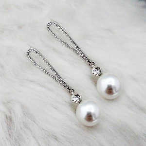 Kriaa <b>Fine</b> <b>Stud</b> <b>Earrings</b> Austrian Stone Rhodium Plated Pearl Dangler 1313614 - Product Image 1