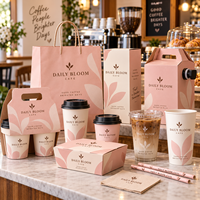 Ensemble d'emballages personnalisés AT PACK pour café avec logo, sacs en papier, gobelets à café, boîtes alimentaires et fournitures à emporter pour la marque des restaurants