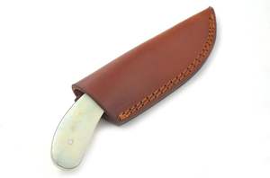 Cuchillo de hoja fija de acero de Damasco hecho a mano de calidad superior, Funda de cuero compatible con OEM, estilo vaquero para caza, Camping al aire libre - Product Image 6