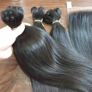 Proveedores Natura Vietnam Extensiones de cabello humano virgen Tejido de doble dibujado Cutícula cruda alineada Remy Paquetes de cabello ondulado recto sedoso - Product Image 4