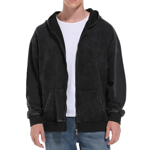 Top Selling Wholesale Price Solid Color Winter Wear Acid Washed <b>Hoodies</b> Comfortable Cotton Blend <b>Zipper</b> <b>Hoodies</b> for Men - Product Image 2