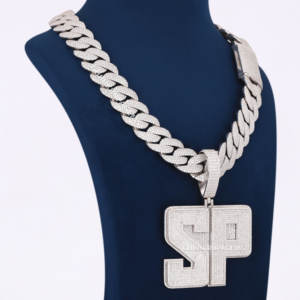 Gran oferta, diseño personalizado, cadena de eslabones cubanos de Hip Hop helado con colgante, conjunto de collares de diamantes cultivados en laboratorio de plata 925 - Product Image 2