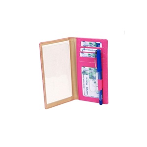 Logo personnalisé Couvre-chéquier en cuir véritable Porte-cartes de visite avec boucle pour stylo - Product Image 1