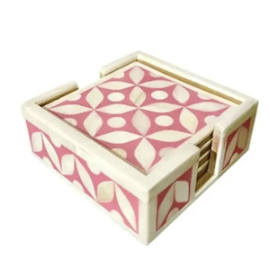 Juego de Posavasos de Hueso con Incrustaciones de Flores de Diseño Moderno, el Último Modelo de Posavasos de Hueso para Café Familiar - Product Image 1