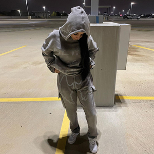 ชุดวอร์มสเวตเตอร์พลอยเทียมสำหรับผู้หญิงชุดวอร์มทรงโอเวอร์ไซส์ทรงโอเวอร์ไซส์ - Product Image 1