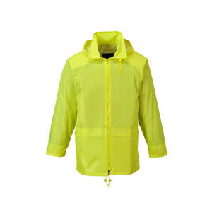 High Quality High Visibility Reflective Waterproof Canvas Rain Jacket Windbreaker <b>Detachable</b> Hood Front Zipper Closure Solid - Product Image 3