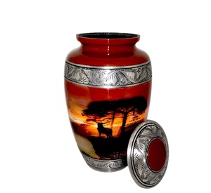 Lovely Natural Scenery URN Large Size 26 Cms High with <b>Velvet</b> <b>Bag</b> Express Shipping Across the Globe - Product Image 4
