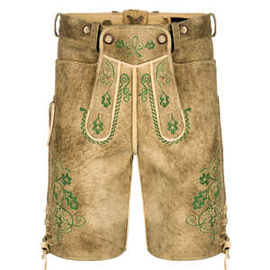 Shorts en cuir bavarois pour hommes, style tendance, fermeture éclair écologique, design uni décontracté - Product Image 4