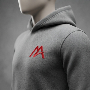 MATTIERA <b>Mens</b> Gray Pullover <b>Hoodie</b> <b>Red</b> Logo Embroidered 100% Cotton Fleece Sweatshirt Minimal Streetwear Casual Custom Clothing - Product Image 5