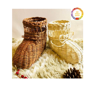Juego de adornos navideños de ratán hechos a mano bohemios, decoración colgante de árbol de mimbre Natural rústico para vacaciones, hogar y fiesta - Product Image 6