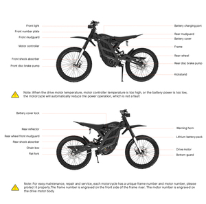 มอเตอร์ไซค์ไฟฟ้าวิบากมอเตอร์ไร้แปรงสำหรับมอเตอร์ไซค์79จักรยานเหยี่ยว M 72V 35Ah 8000W 80 km/h 120km off-road - Product Image 4