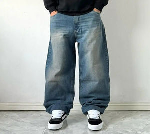 Jeans de Hombre de Corte Recto de Alta Calidad Personalizados al por Mayor a BAJO PRECIO, con Letras Personalizadas, de Algodón, Estilo HipHop, Lavados - Product Image 5