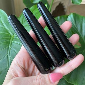 Wholesale Natural Black Obsidian Stone Massage <b>Wand</b> Hand Carved Gemstone Yoni <b>Wand</b> Agate Engraving Natural Healing <b>Crystal</b> Fairy - Product Image 3