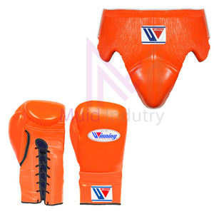 Set de Boxeo Naranja Winning, Cuero Vacuno de Alta Calidad, Artes Marciales, 4 Capas de Acolchado, Muñequeras con Cordones, Equipo de Boxeo para Sparring - Product Image 5