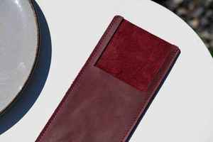 Porta Cubiertos Plegable de Cuero Genuino Rústico y Ecológico para Restaurante, Organizador de Cubiertos Hecho a Mano, Duradero, LCH-0036 - Product Image 3