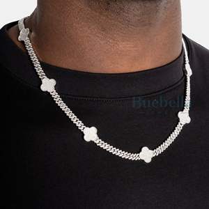 Men's 8MM Bling 2-Row Cuban Link Chain <b>Necklace</b> Hip Hop Style Fine S925 Silver Moissanite Jewelry - Product Image 3