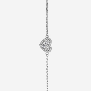 Bracelet tennis en or 18 carats plaqué rhodium avec pendentif cœur pour femme - Product Image 4