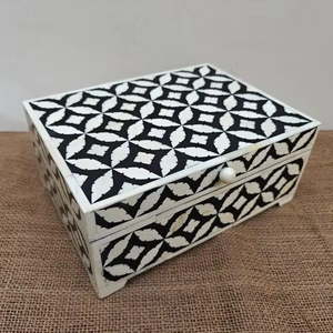 Traditional Handcrafted Bone Inlay Classic <b>Floral</b> Design Decorative Wooden Jewelry Storage <b>Box</b> Safe Packing Customizable Size - Product Image 1