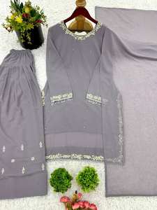 Ensemble Kurta élégant à embellissement mauve avec détails perlés et tenue de fête festive Dupatta pour femme Look ethnique glamour - Product Image 4